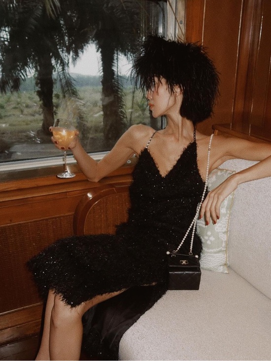 STINE GOYA Dresses & Skirts - NEW STINE GOYA Chain Halter Neck Tinsel Open Back Old Money Y2K Formal Dress XS